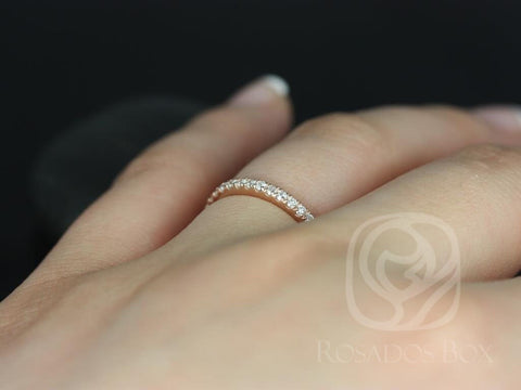 Ready to Ship 14kt Rose Gold Matching Band to Barra/Samina 9mm or 10mm Pave Diamond HALFWAY Eternity Ring - Rosados Box