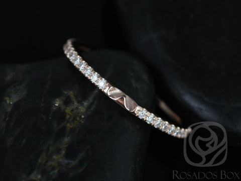 14kt Gold Notched Matching Band to Eloise 9/10mm Diamonds ALMOST Eternity Ring - Rosados Box