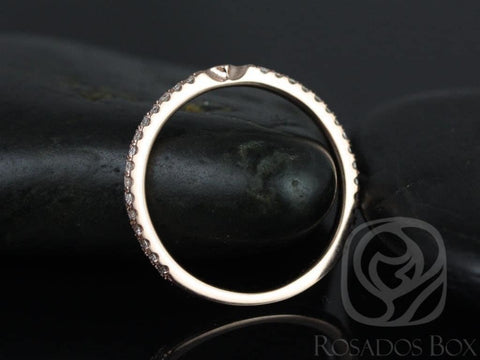 14kt Gold Notched Matching Band to Eloise 9/10mm Diamonds ALMOST Eternity Ring - Rosados Box