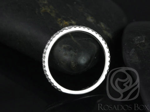 Thin Diamond Notched Band to Eloise 8mm ALMOST Eternity Ring,14kt White Gold