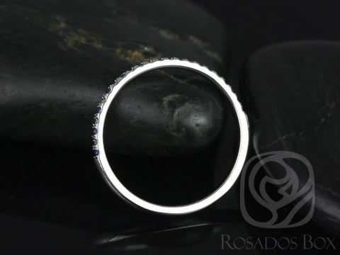 Kierra 14kt Alternating Blue Sapphire Diamond HALFWAY Eternity Ring - Rosados Box