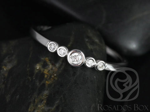 Bubbly 14kt White Gold Diamond Stacking Dainty Diamond Ring, Rosados Box - Rosados Box