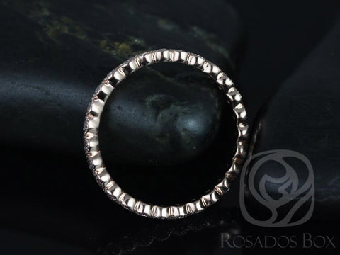 Ready to Ship Petite Bubbles (Size 3.5) 14kt Rose Gold Bezel WITH Milgrain Diamond FULL Eternity Ring - Rosados Box