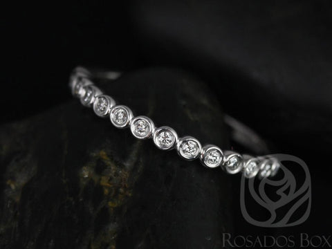 Petite Bubbles 14kt WITHOUT Milgrain Bezel Set Diamond HALFWAY Eternity Ring - Rosados Box