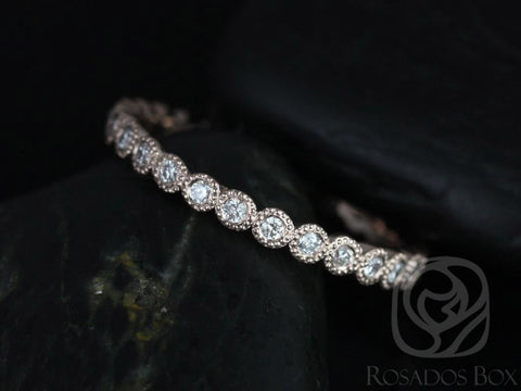 Ready to Ship Petite Bubbles (Size 3.5) 14kt Rose Gold Bezel WITH Milgrain Diamond FULL Eternity Ring - Rosados Box