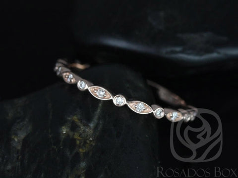 Gwen 14kt Rose Gold Diamond WITHOUT Milgrain ALMOST Eternity Ring - Rosados Box