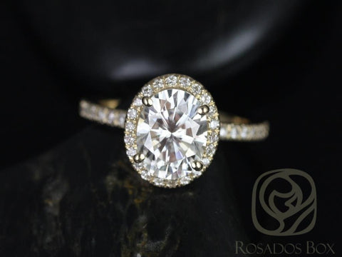 1.50ct Chantelle 8x6mm 14kt Gold Moissanite Diamond Oval Halo Ring - Rosados Box