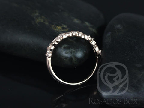 Ready to Ship Daphine 14kt Rose Gold Thin Weaving Leaves Diamonds Berries Halfway Eternity Ring - Rosados Box