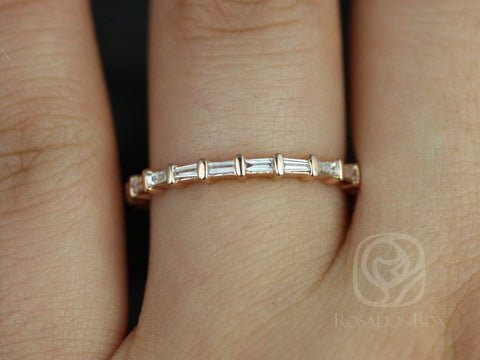 Ready to Ship Baguettella (size 4.5) 14kt Rose Gold Horizontal Baguette Diamond FULL Eternity Ring