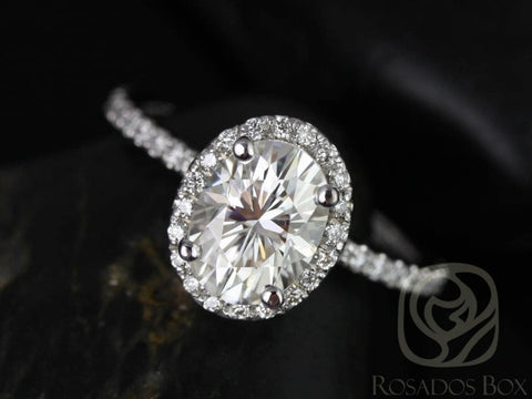 1.50ct Federella  8x6mm 14kt Gold Moissanite Diamond Halo Ring - Rosados Box