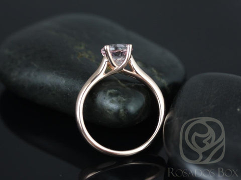 Rosados Box Ready to Ship Hannah 7mm 14kt Rose Gold Round Morganite Cathedral Solitaire Engagement Ring - Rosados Box