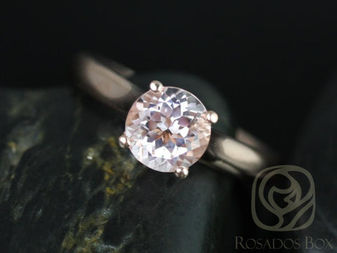 Rosados Box Ready to Ship Hannah 7mm 14kt Rose Gold Round Morganite Cathedral Solitaire Engagement Ring - Rosados Box