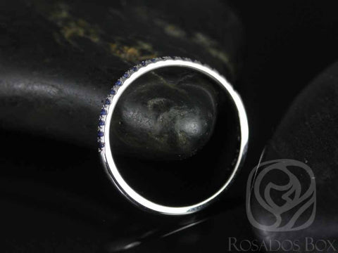 Kierra 14kt White Gold Blue Sapphire HALFWAY Eternity Ring - Rosados Box