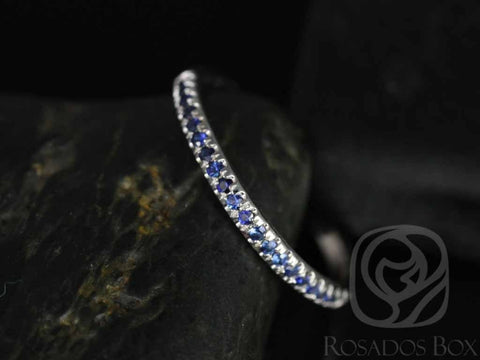 Kierra 14kt White Gold Blue Sapphire HALFWAY Eternity Ring - Rosados Box