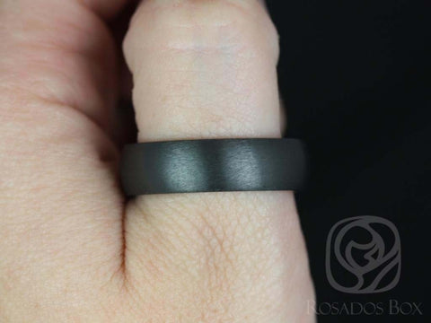 Mason 7mm Matte Black Zirconium Classic Plain Band - Rosados Box