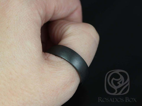 Mason 7mm Matte Black Zirconium Classic Plain Band - Rosados Box