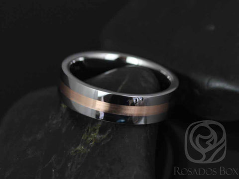 Austin Straight Pipe W/ 2mm Striped Rose Gold High Finish Band - Rosados Box