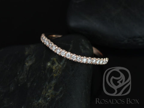 Ready to Ship Thin Curved Diamond Matching Band to Avery 10x8mm HALFWAY Eternity,14kt Solid Rose Gold,Rosados Box - Rosados Box